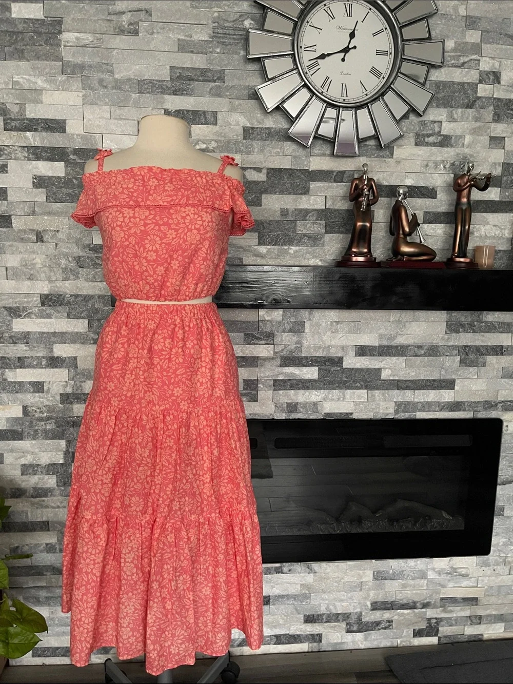 HAUTE HIPPIE KIDS 2pc Skirt Set Size Large 10/12 Peach Cotton